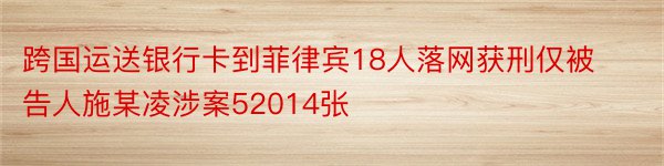 跨国运送银行卡到菲律宾18人落网获刑仅被告人施某凌涉案52014张